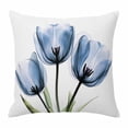 thumbnail image 1 of Blue Tulip Throw Pillow Cover Flower Farmhouse Cotton Linen Cushion Cover Throw Pillow Case with Invisible Zipper for Couch Sofa Bed Chair Car 20x20 Inch, 1 of 14