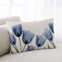 Blue Tulip Throw Pillow Covers, Rustic Spring Floral Summer Botanical Soft Breathable Pillow Cases with Invisible Zipper for Sleeping, Standard Pillowcases for Couch Bed Sofa Chair 20x26 Inches