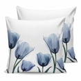 thumbnail image 1 of Blue Tulips 16x16 Pillow Covers Set of 2, Spring Summer Floral Rustic Botanical Throw Pillow Covers Decorative Couch Cushion Case, Microfiber Square Pillowcases for Bedroom Car Living Room, 1 of 7