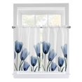 thumbnail image 1 of Blue Tulips Kitchen Curtains 54 Inches length, Spring Summer Floral Rustic Botanical Window Treatment Curtain Drapes, Thermal Insulated Drapes for Basement Hotel RV, 42"x54", 2 Panels, 1 of 7