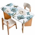 thumbnail image 1 of Blue Tulips Table Cloths for 3 Foot Rectangle Tables, Watercolor Flowers Butterfly Spring Farmhouse Blue Patio Waterproof Elastic Fitted Tablecloths, Washable Rectangular Table Cover for Camping, 1 of 8