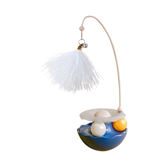 Blue Tumbler Feather Cat Teaser Toy - Detachable With Carousel Mint, Built-In Bell, Ergonomic Grip, 38.5Cm Length, Feathers Silicone Steel Wire, Bright Feather