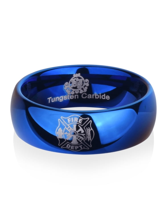 Blue Tungsten Firefighter's Ring