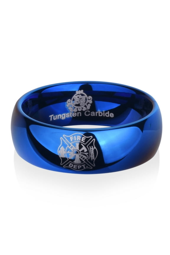 Blue Tungsten Firefighter's Ring