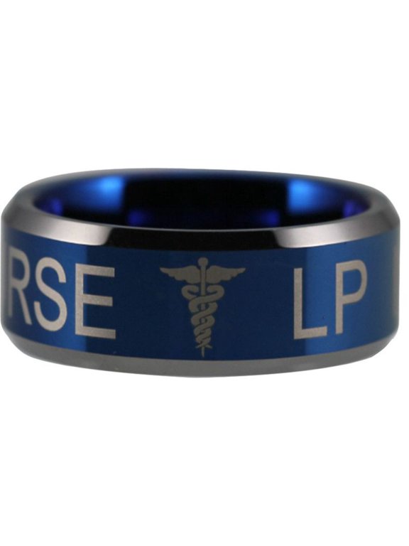 Blue Tungsten Licensed Practical Nurse New Logo Ring