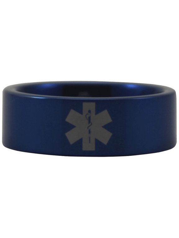Blue Tungsten Medical Ring