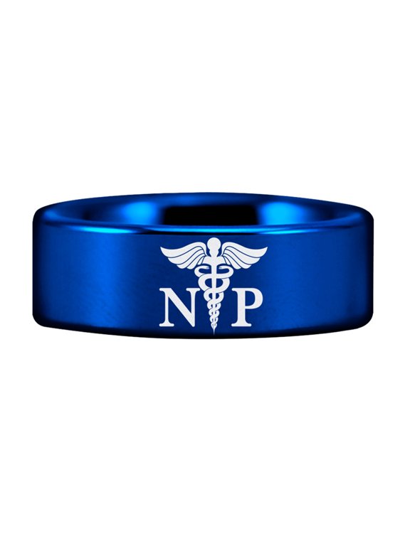 Blue Tungsten Nurse Practitioner Ring