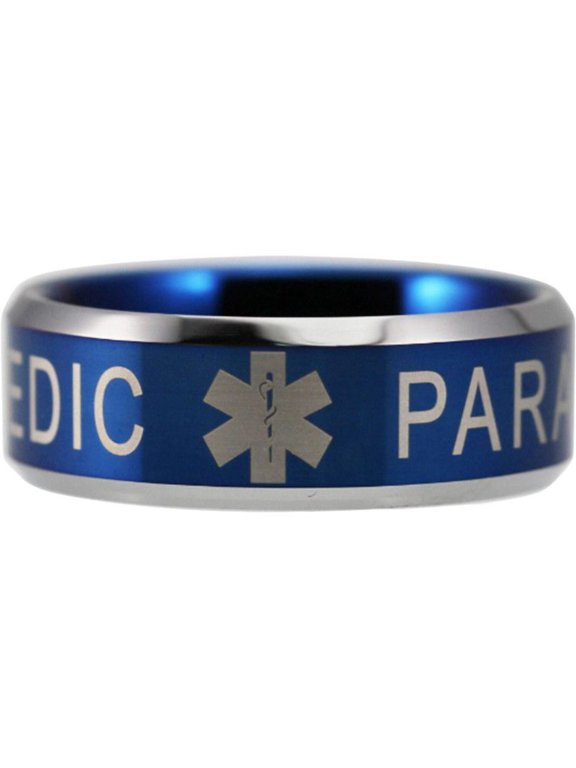 Blue Tungsten Paramedic Ring