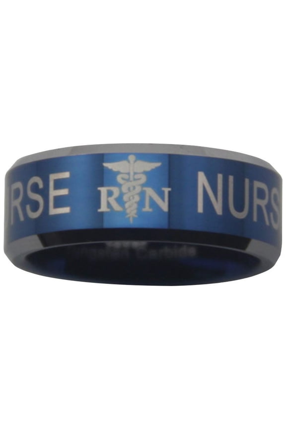 Blue Tungsten Registered Nurse Ring