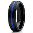 thumbnail image 1 of Blue Tungsten Ring 6mm Black Tungsten Wedding Band Comfort Fit Men & Women Comfort Fit, 1 of 2