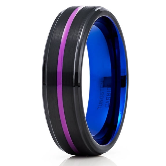 Blue Tungsten Wedding Band Tungsten Ring Black Tungsten Ring Purple Tungsten Ring Men & Women Anniversary Ring 6mm Ring