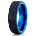 thumbnail image 1 of Blue Tungsten Wedding Ring 6MM Black Tungsten Ring Anniversary Ring Men & Women Black Tungsten Ring Comfort Fit Ring, 1 of 2