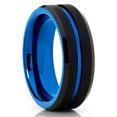 thumbnail image 1 of Blue Tungsten Wedding Ring,Black Tungsten Ring,8mm Wedding Ring,Anniversary Ring,Black Tungsten Ring,Brush Ring, 1 of 4