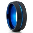 thumbnail image 1 of Blue Tungsten Wedding Ring,Black Tungsten Ring,8mm Wedding Ring,Anniversary Ring,Engagement Ring,Tungsten Carbide, 1 of 4