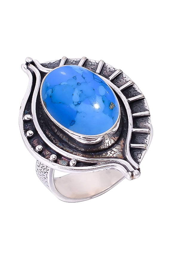 Blue Turquoise 925 Sterling Silver Ring V2407, Adjustable Ring, Turquoise Ring, Blue Ring, Gift For Her Ring, Wedding Gift, Birthday Gift, Handmade Je