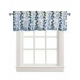 thumbnail image 1 of Blue Turquoise Gray Botanical Linen Curtain Valance for Bedroom/Bathroom/Kitchen/Office/Living/Dining Room Window,Watercolor Rustic Abstract Art Rod Pocket Topper Decorative Cafe Drapes Panel 60x18, 1 of 6