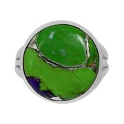 Blue Turquoise In Green Mohave 925 Silver Plated Ring s.5.5 Jewelry WR29-10018