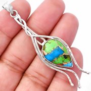 Blue Turquoise In Green Mohave - USA 925 Sterling Silver Pendant Jewelry P-1728 SDP146265