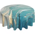 thumbnail image 1 of Blue and Turquoise Marble Round Tablecloth 60 Inch Water Resistant Spill Proof Washable Table Cloth Decorative Fabric Table Cover for Dining Table Buffet Parties and Camping Daisy, 1 of 6