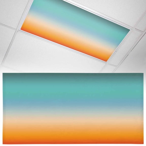 Blue Turquoise Orange Gradual Fluorescent Light Covers Abstract Modern Magnetic Light Filters Ceiling Lighting Panel Shade for Classroom Office Home 2 x 4 ft, 1 Pack