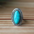 thumbnail image 1 of Blue Turquoise Ring, 925 Silver Ring, Oval Cut Gemstone, Statement Ring, Healing Crystal Ring, Bohemian Ring, Men's Signet Ring, Charm Ring, 1 of 5