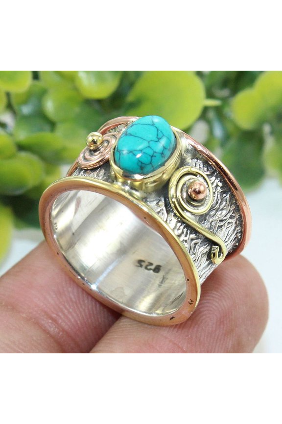 Blue Turquoise Ring, Matrix Turquoise Unisex Ring, Handmade Silver Ring, Silver Women's Ring, 925 Sterling Silver Ring, Gift for Her