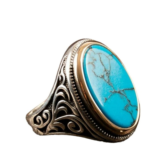 Blue Turquoise Silver Ring 925k Sterling Silver Ring Statment Ring Silver Handmade Ring Chritsmas Gift || Ali Baba Jewellery