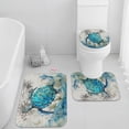 thumbnail image 1 of Blue Turtle Bathroom Rug Set of 3, 3 Pieces Bath Mats Set, Ocean Nautical Starfish Washable Cover Floor Rug Decorations for Kitchen Bathroom Bedroom, 1 of 5