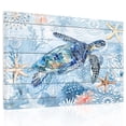 Blue Turtle Canvas Print Wall Art, Summer Ocean Beach Starfish Coral ...