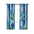 thumbnail image 1 of Blue Turtle Coastal Blackout Curtains, Light Blocking Print Window Curtains, Nautical Beach Summer Sea Retro Thermal Insulated Window Drapes for Living Room Kitchen Cafe 2 Panels, 104"W x 84"L, 1 of 9
