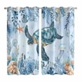 thumbnail image 1 of Blue Turtle Coastal Kitchen Curtains 63 Inch Length, Eucalyptus Leaves Botanical Grommet Top Bedroom Living Room Curtains, Light Filtering Cafe Curtain Drapes 2 Panels Set 84''x63'', 1 of 9