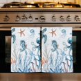 thumbnail image 1 of Blue Turtle Coastal Kitchen Towels Set of 3, Octopus Summer Beach Coral Seahorse Absorbent Dish Towels for Kitchen, Microfiber Hand Towel, Quick Drying Tea Towel for Cleaning Decorative Dishcloths, 1 of 7