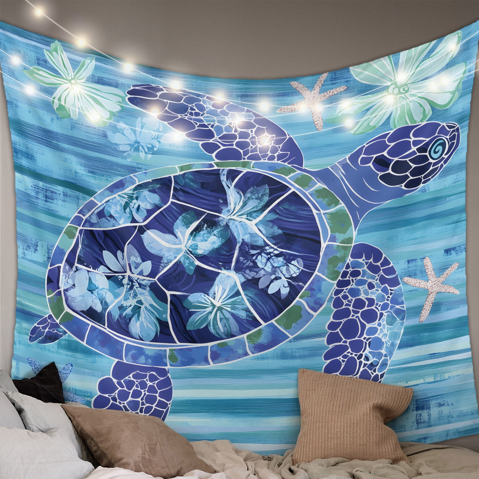 Blue Turtle Coastal Large Tapestry for Bedroom Wall Hanging Tapestry ...