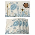 thumbnail image 1 of Blue Turtle Coastal Placemats Set of 6, Coral Summer Beach Nautical Ocean Beige Placemats for Dining Table, Place Mats for Kitchen Tabletop, Waterproof Wipeable Dining Table Mats Set, 1 of 9