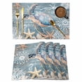 thumbnail image 1 of Blue Turtle Coastal Placemats Set of 6 Summer Beach Nautical Starfish Coral Place Mats Indoor Wipeable Table Mats Washable Cloth Dining Table Placemats for Kitchen Holiday Party Home Decor 13x19 Inch, 1 of 9