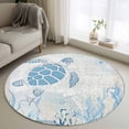 thumbnail image 1 of Blue Turtle Coastal Round Rug 4ft Washable Circle Entryway Rugs Non Slip Coral Summer Beach Nautical Ocean Blue Area Rug Indoor Floor Carpet for Bedroom Kitchen Living Room Home Office Dining Room, 1 of 8