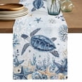 thumbnail image 1 of Blue Turtle Coastal Table Runner 120 Inches, Beach Starfish Nautical Coral Ombre Bed Runner Dresser Scarves Tabletop for Indoor Outdoor Parties/Ceremony/Banquet, 13"x 120", 1 of 9