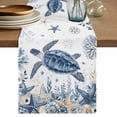 thumbnail image 1 of Blue Turtle Coastal Table Runner 36 Inches, Beach Starfish Nautical Coral Shell Bed Runner Dresser Scarves Tabletop for Indoor Outdoor Parties/Ceremony/Banquet, 13"x 36", 1 of 9