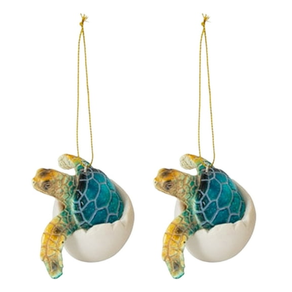 Blue Turtle Egg Ornament SET OF TWO, Sea Turtle Figurine, Christmas Ornament, Turtle Sculpture, Baby Turtle, Ocean Lover Gift, Turtle Eggs - Gift