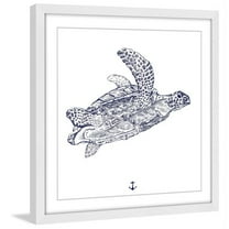 "Blue Turtle" Framed Painting Art Print, 12" x 1.5"