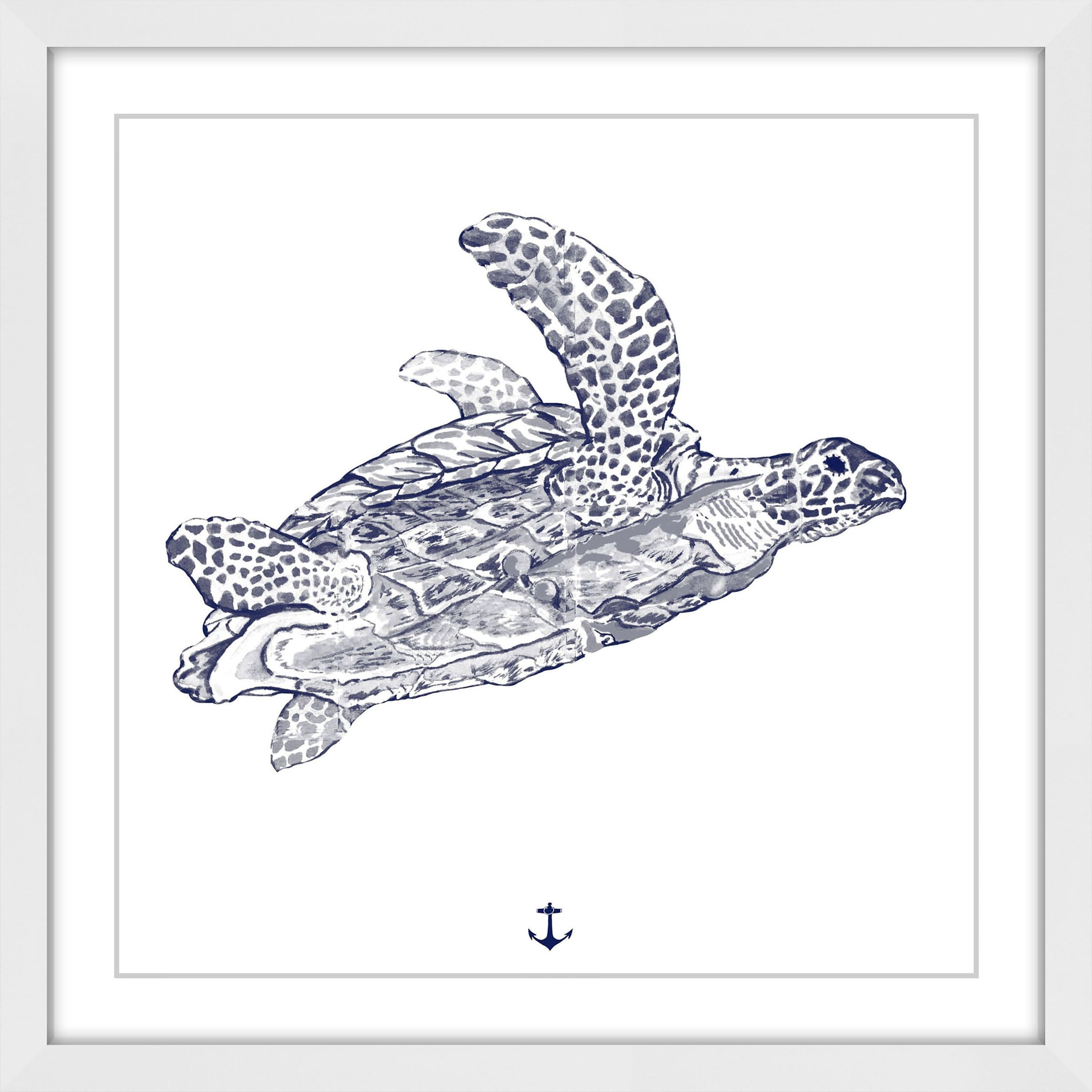 "Blue Turtle" Framed Painting Print