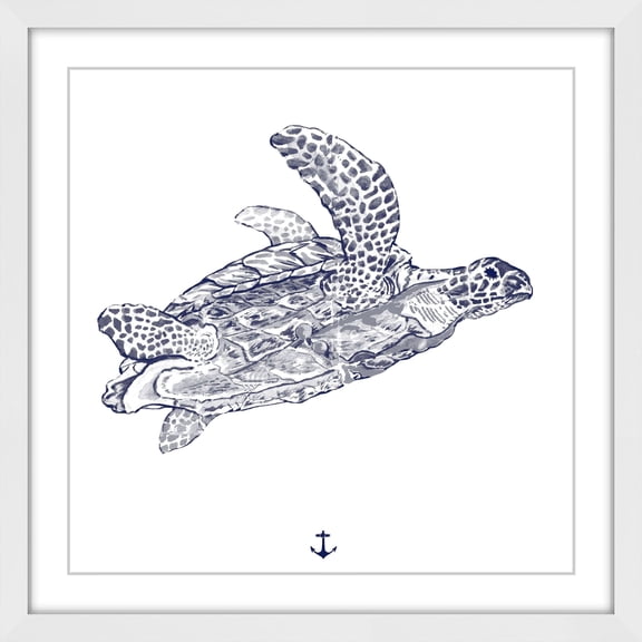 "Blue Turtle" Framed Painting Print