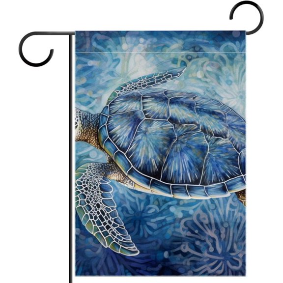 Blue Turtle Garden Flag 12x18 Vertical Double Sided Farmhouse Holiday Outside Decorations Yard Flag