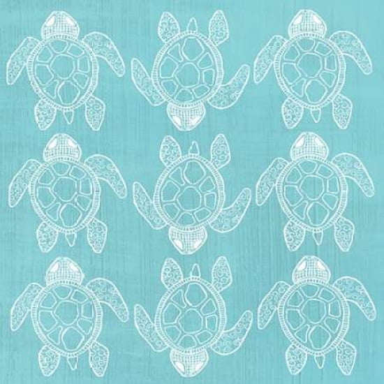 Blue Turtle Pattern Canvas Art - Shanni Welsh (24 x 24)