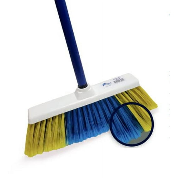 Blue Turtle Replacement Head for Upgraded Soft Bristle Broom - Memory Bristles for Indoor and Outdoor Sweeping - No Shedding Floor Cleaner w/Double Layer Plastic Shoulder - Broomstick Not Included
