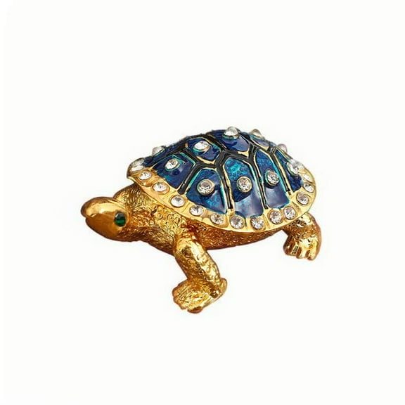 Blue Turtle Shape Jewelry Box Light Retro Desktop Organizer For Rings Earrings Storage Blue