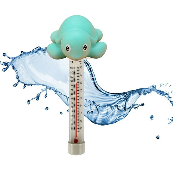 Blue Turtle Water Temperature Sensor, Cartoon Animals Swimming Pool Float Temperature Measurement 3Ml, Safe Bath Toy and Floating Meter for Kiddie Pools.