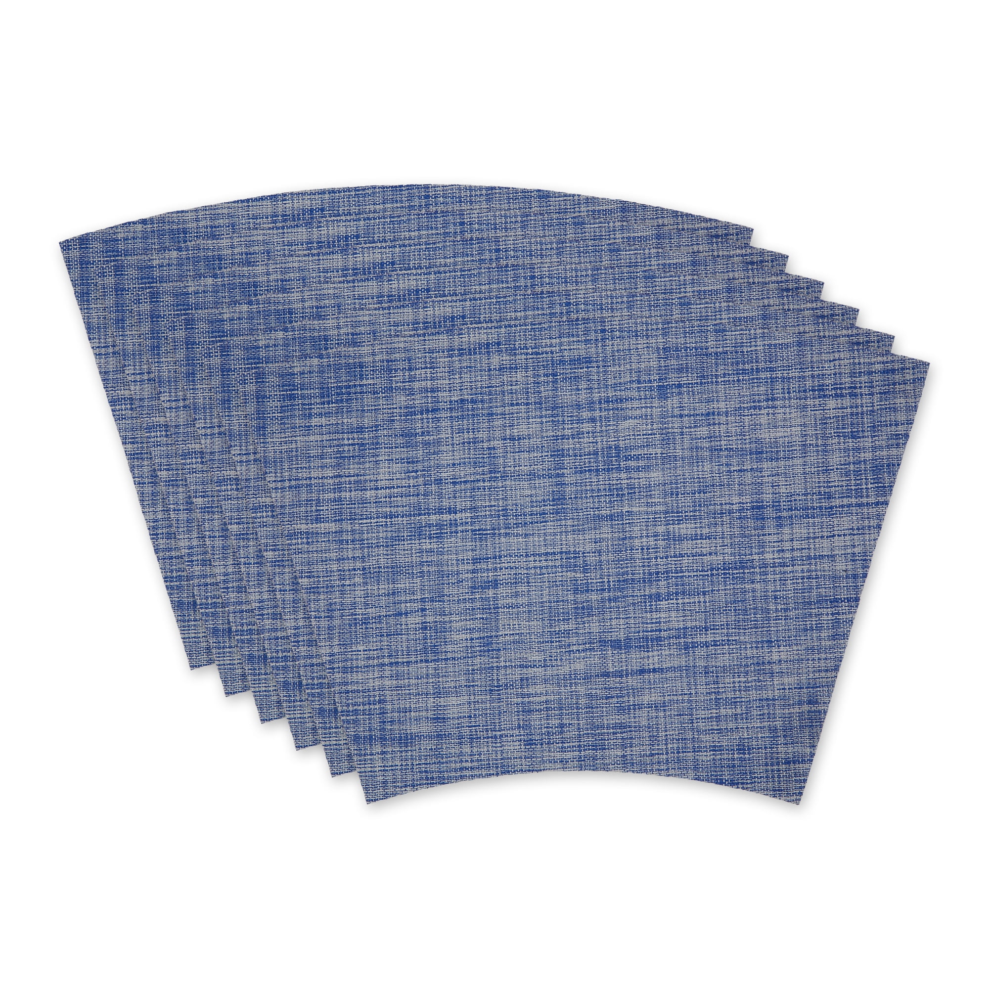 Blue Tweed Vinyl Wedge Table Placemat Set of 6