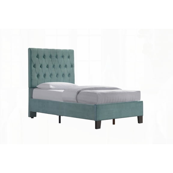 Blue Twin Upholstered Bed - Easy Assembly with Phillips Head Screwdriver