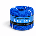 Blue Twisted Polypropylene Rope 1/4 Inch 100ft Heavy Duty Poly ...